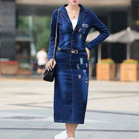 Blue Ladies Denim Midi Dress Size Medium