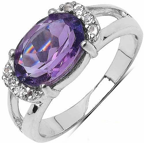 Amethyst  CZ Spainel Gemstone Ring With 925 Sterling Silver