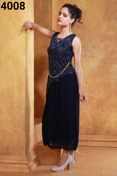 Indian Makers Evening Gown, Color : Black/Navyblue