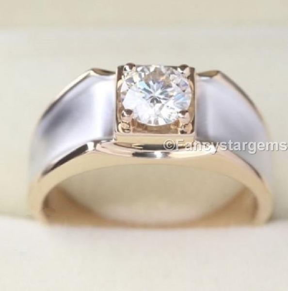 1.5CT Off White Moissanite Mens Engagement Rings