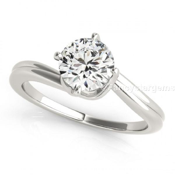 White gold plated moissanite engagement ring in silver