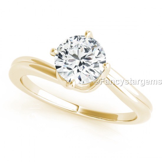 Yellow gold plated over white moissanite ring in 925 silver
