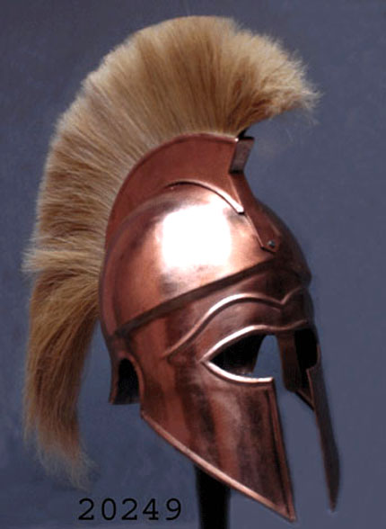 Greek Corinthian Helmet With Plume Copper Plated