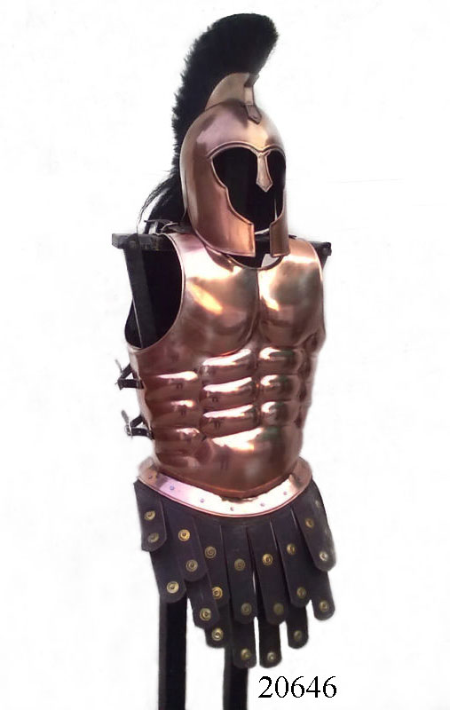 Greek Muscle Armor Cuirass Copper Plated with Helmet