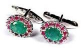 Cuff links  Ruby &amp; Emerald