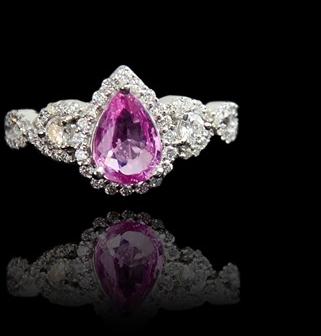 18 Elegant Diamond Ring, Pink Sapphire Ring