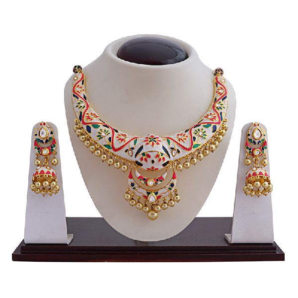 Meenakari Kundan Hasli wedding necklace set