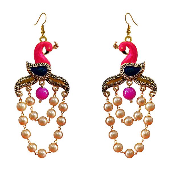 Meenakari Peacock jewellery earrings, Occasion : Party