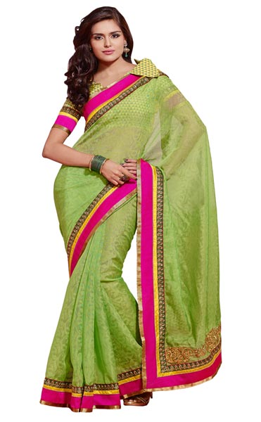 Manjula Green Exclusive Designer Suffy Net Jequared Saree