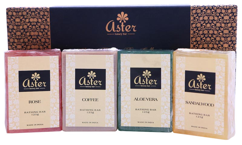 Aster Luxury Handmade Bathing Soap Combo Gift Set 4 x 125g