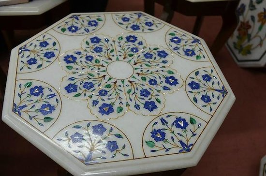 Octagonal marble inlay luxury table