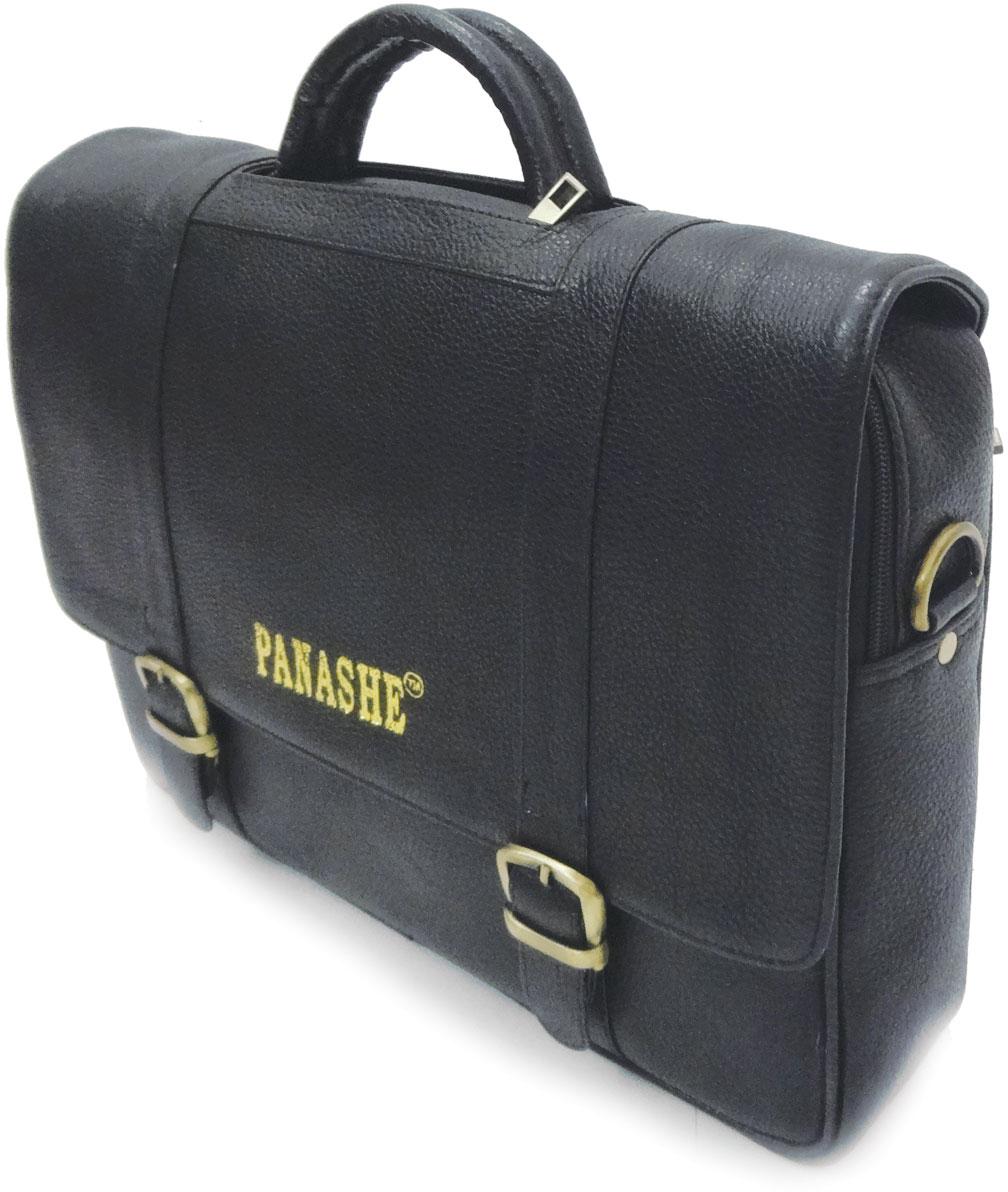 Leather laptop bag, Color : black