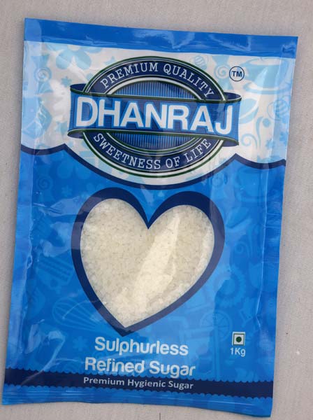 Dhanraj Sulphurless Refined Sugar, Packaging Type : Plastic Packet