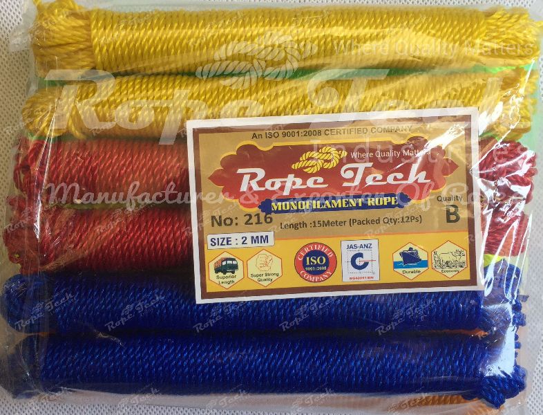 2 Mm 15 Meter Plastic Rope, Color : Red, Green, Orange, Yellow, Radium Yellow, Blue