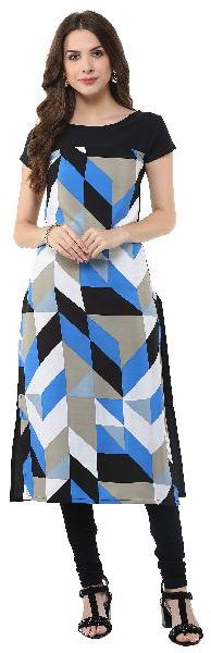 Janasya Women's Blue Printed Kurti