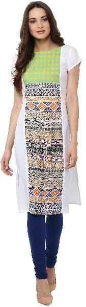 Janasya Women's Multicolor Printed Crepe Straight Kurti