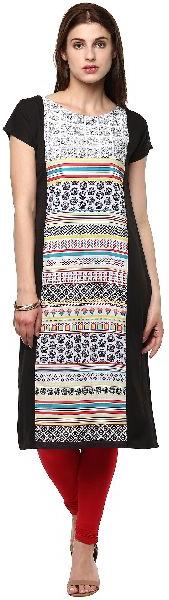 Janasya Women's Multicolor Printed Crepe Straight Kurti