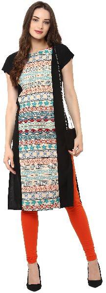 Janasya Women's Multicolor Printed Crepe Straight Kurti