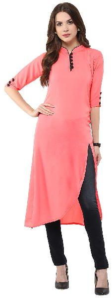 Janasya Women's Pink Indo Western Crepe Kurti