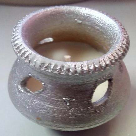 Polished Printed Paraffin Wax Pot Candles, Technics : Handmade