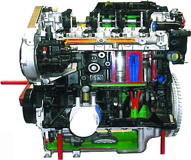 Sectioned 4 Cylinder Petrol Engine