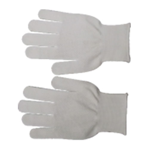 White Knitted PVC Palm Dotted Glove