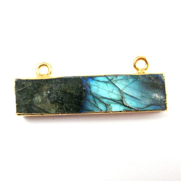 Gold Plated Brass Labradorite Gemstone Connectors, for Jewellery, Feature : Light Weight