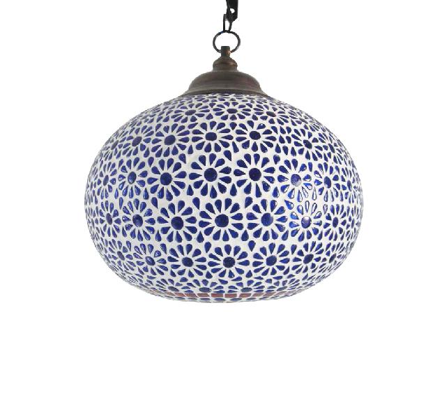 Blue Shelgum Mosaic Hanging Lamp.