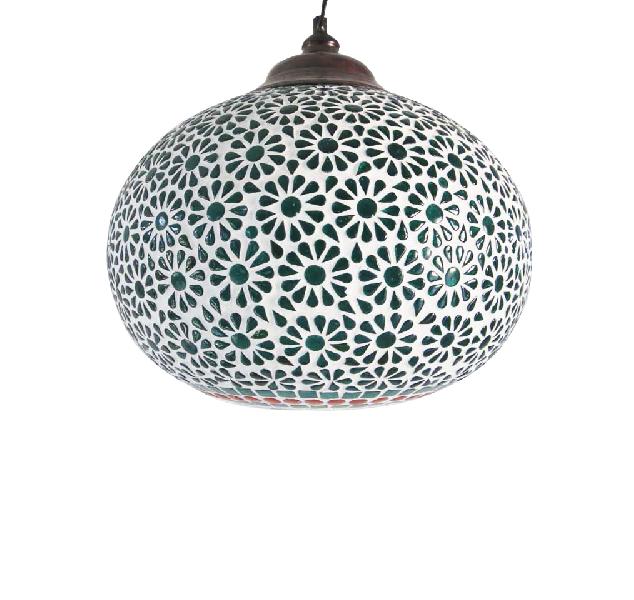 Dark Green Shelgum Mosaic Hanging Lamp