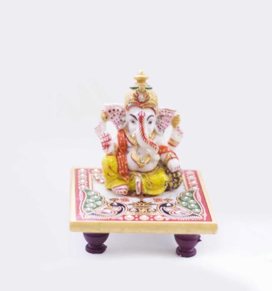 Lord Ganesha With Mukut Showpiece, Color : Multicolor