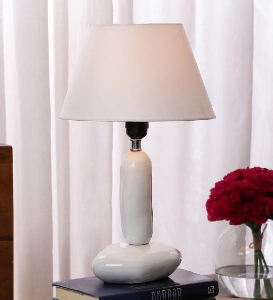 Craftkriti Pebble White Ceramic Lamp