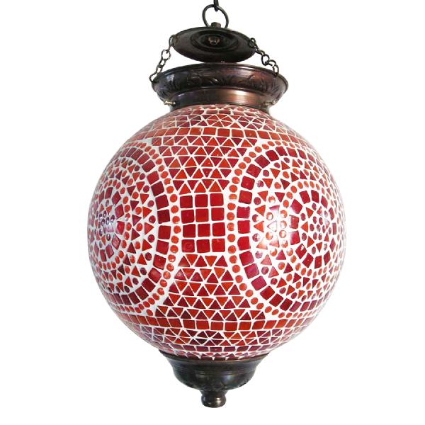 Craftkriti Glass/Iron Red Handcrafted Ceiling Lamp, Color : Multicolor
