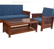 Dark Brown Teak Wood Sofa