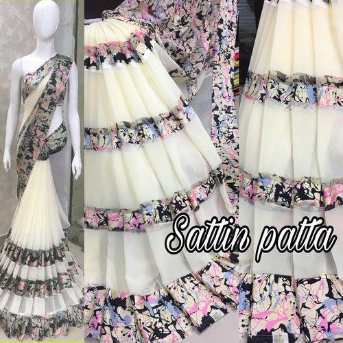 Printed Casual Wear Sitanjali Fancy Sattin Patta Saree, 6 M (with Blouse  Piece)