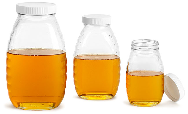 Honey Glass Jars, Pattern : Plain