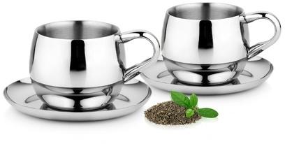 Stainless Steel Cups & Saucers