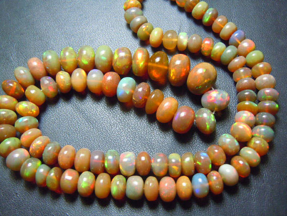Ethiopian Opal Smooth Rondelle Beads