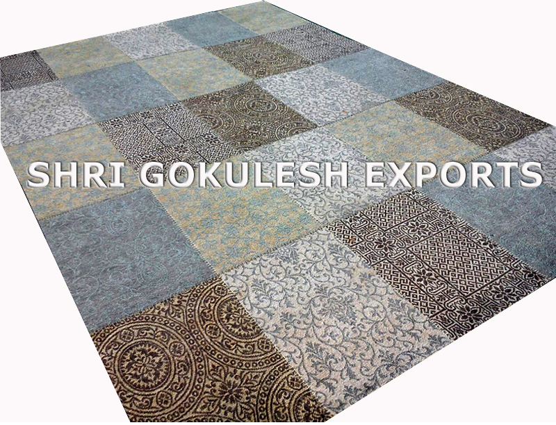 SGE Chenille Patchwork Rugs, for Home, Living Room, Indoor, Outdoor, Decoration, Floor covering