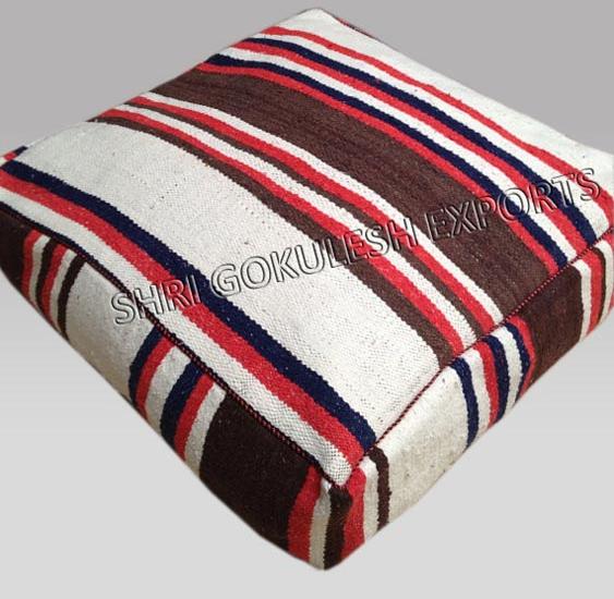 SGE Striped Cotton Pouf, Technics : Handmade