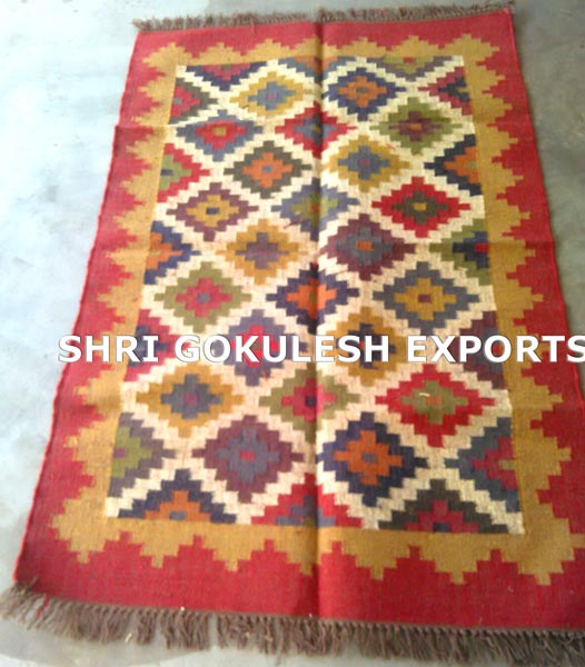 SGE Indian Kilim Rugs, Pattern : Chevron