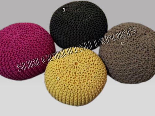 Cotton Knit Pouf Ottoman, for Home, Living Room, Outdoor, Indoor, Decoration, Technics : Handmade