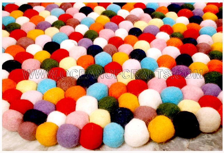 Woollen Felt bolls Carpet Mat, for Home, Living Room, Outdoor, Indoor, Decoration, Technique : Non Woven