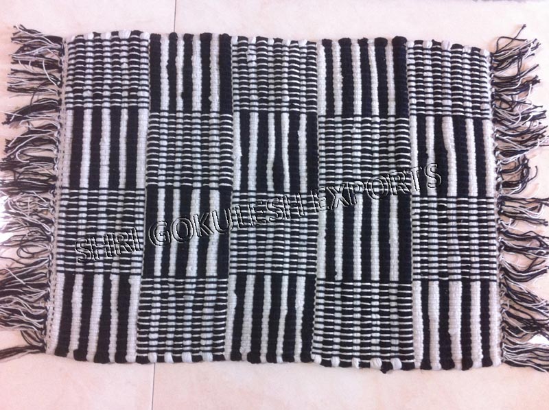Cotton Woven Rag Rug, for Home, Living Room, Outdoor, Indoor, Floor Covering, Technics : Handmade / Handwoven