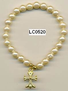 Imitation Pearlized Bead Bracelet with Charm