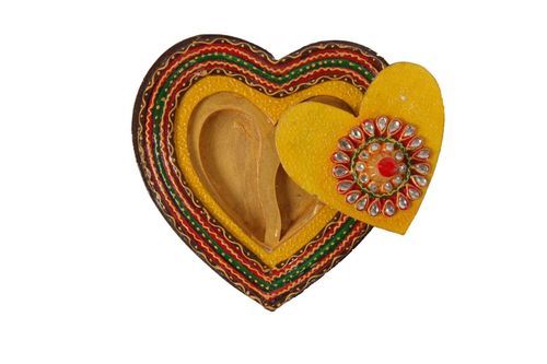 Wooden Heart Shaped Box, Color : Multi