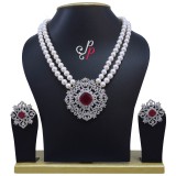 2 Strands Pearl Set in Ruby Pendant