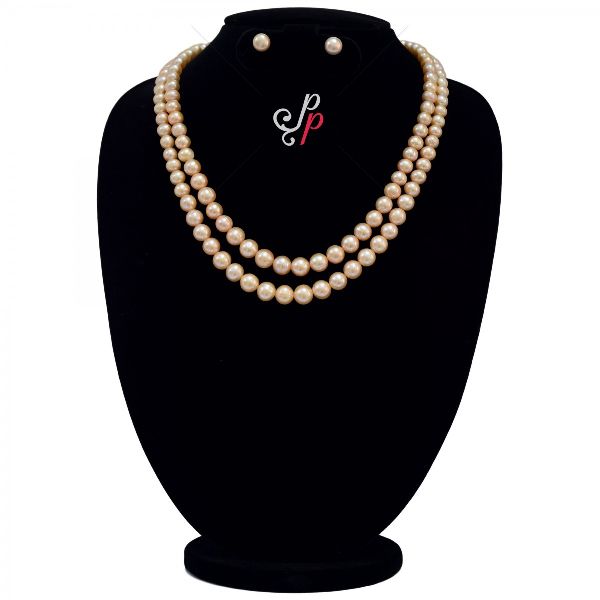 Plain Pink Pearl Necklace Set