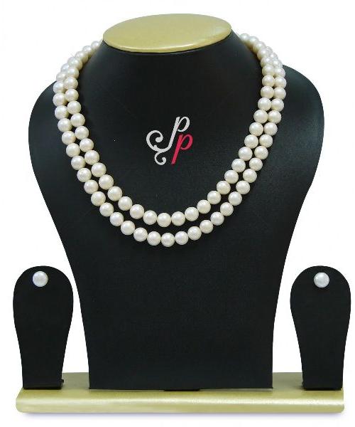 Plain White Pearl Necklace Set