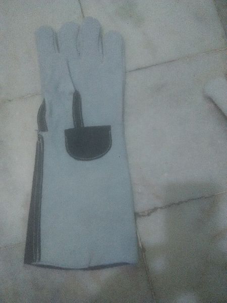 Ambuj Long finger leather gloves, Technics : Handloom