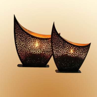 Srijaan Crafts Iron Designer T-Light Candle Holder, for Home Decoration, Color : Dark Brown Finish